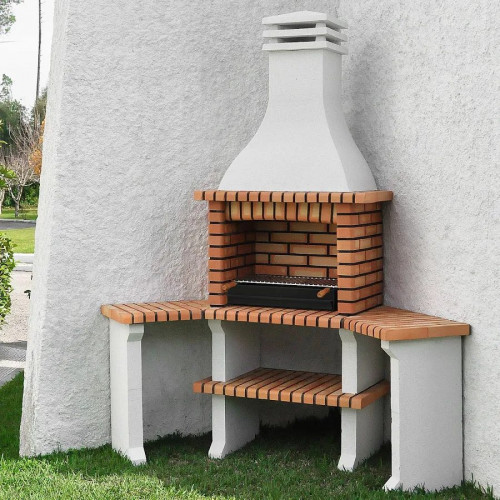 Barbacoa de Obra MOVELAR ladrillo, hormigón madera y Carbón roma