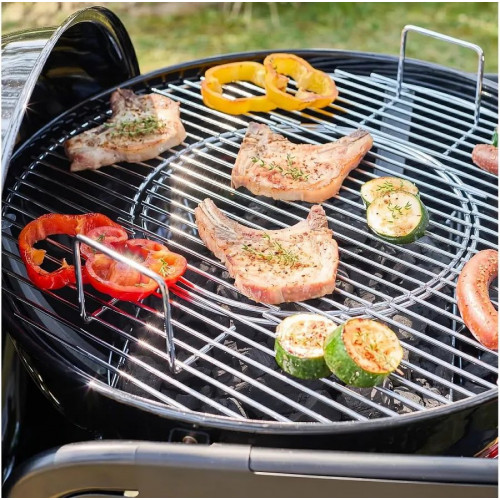Barbacoa redonda de carbón de acero esmaltado con carrito
