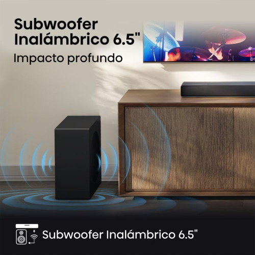 Barra de sonido Hisense AX3120Q, 3.1.2, 440W con subwoofer Negro