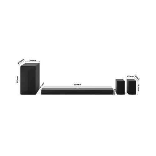 Barra de sonido LG S70TR AI Sound Pro 4K, 5.1.1, 500W, HDR10, Dolby Vision, Dolby Atmos y DTS:X, Subwoofer inalámbrico Negro