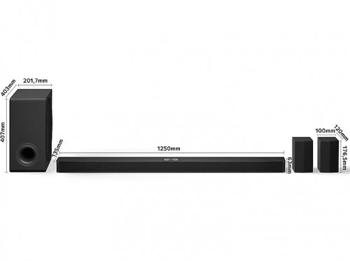 Barra de sonido - LG S90TR, Bluetooth, Inalámbrico, 670 W, 7.1.3 canales, Subwoofer 220W, Dolby Atmos®, DTS:X®, Negro