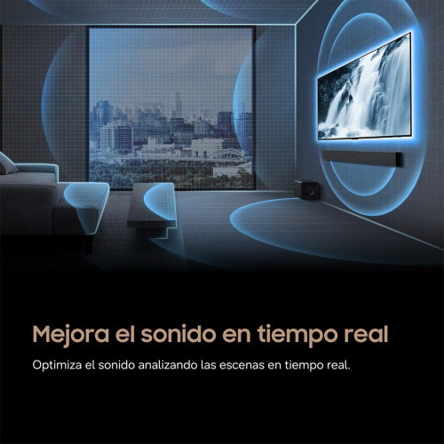 Barra de Sonido Samsung 2026 HW-Q600H Inalámbrico Dolby Atmos con Wi-Fi. 3.1.2 canales con 9 altavoces. Subwoofer inalámbrico Negro Titanio