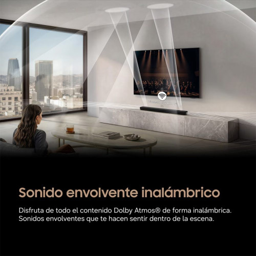 Barra de Sonido Samsung 2026 HW-Q800H Inalámbrico Dolby Atmos con Wi-Fi. 5.1.2 canales con 11 altavoces. Subwoofer inalámbrico Negro