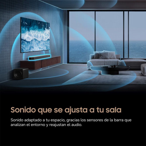 Barra de Sonido Samsung 2026 HW-Q800H Inalámbrico Dolby Atmos con Wi-Fi. 5.1.2 canales con 11 altavoces. Subwoofer inalámbrico Negro