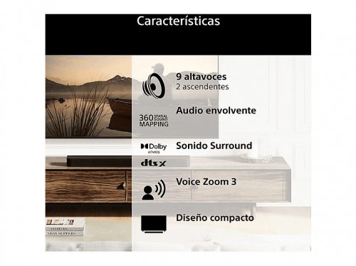 Barra de sonido - Sony BRAVIA Theatre Bar 7, Dolby Atmos, 9 altavoces, WiFi, Bluetooth, 360 Spatial Sound Mapping, 405 W, Apple Airplay, HT-A7100