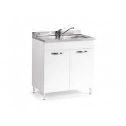 Base bajo el fregadero de la cocina 80x50x85 cm con fregadero de bañera simple blanco con textura - Foligno