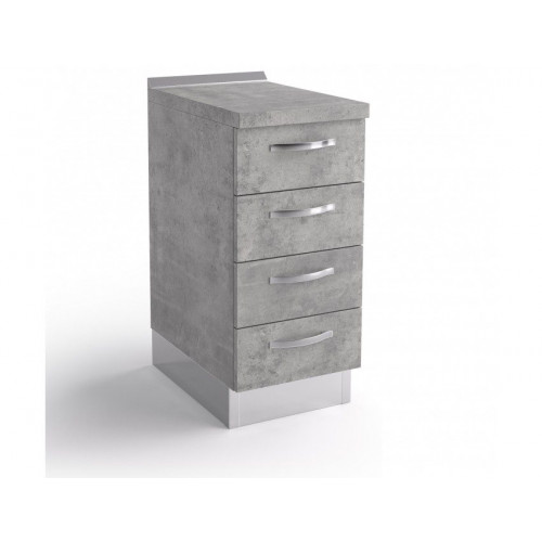 Base de la cajonera de la cocina 40x60x84 cm en madera de cemento gris con cuatro cajones - Massa