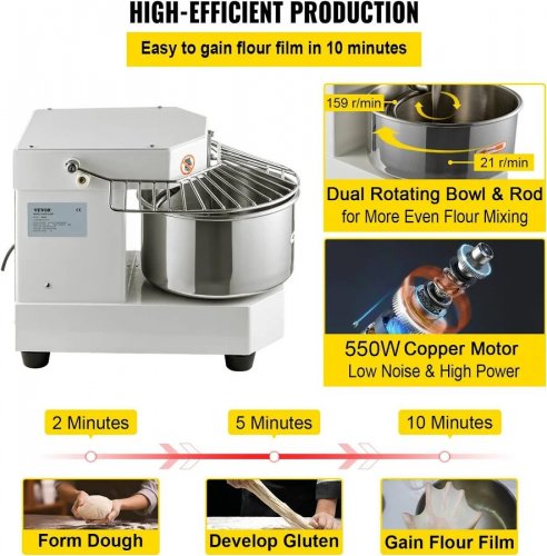 Batidora de mesa profesional Vevor de 550 W y 8 L para panadería
