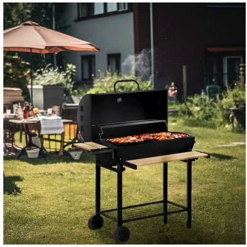 BBQ-Toro Carro Barbacoa de Carbón Ø80cm con Tapa & Termómetro (BBQ13)