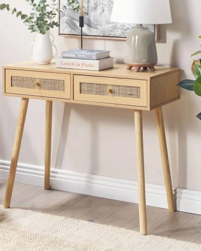 Beliani Consola de madera clara 88 x 40 cm Odell