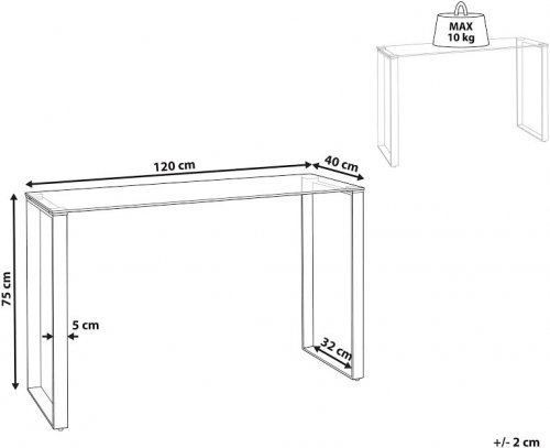 Beliani Consola de Vidrio templado Transparente/dorado 120 x 40 cm Tilon