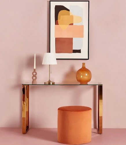 Beliani Consola de Vidrio templado Transparente/dorado 120 x 40 cm Tilon