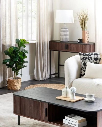 Beliani Consola Madera oscura/negro 100 X 35 cm Jose