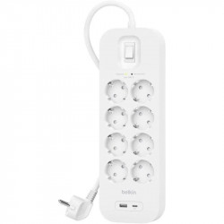 Belkin Connect Regleta con Protección contra Sobretensiones de 8 Enchufes USB-C y USB Blanco