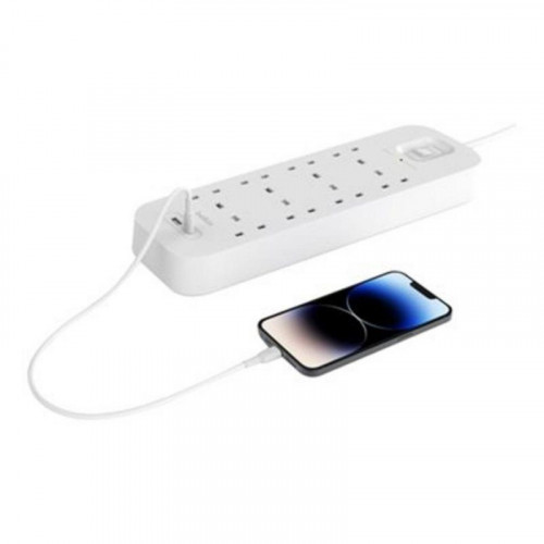 Belkin Connect Regleta con Protección contra Sobretensiones de 8 Enchufes USB-C y USB Blanco