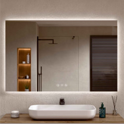 BELLOBATH - Espejo Baño con Luz Led, Luz Ajustable en 3 Colores e Intensidad, Antivaho - Luz Indirecta - 70cm alto x 100cm ancho