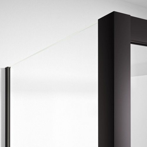 BELLOBATH - Mampara de Ducha Angular 1 Corredera + 2 fijos - Vidrio Antical - Negro - Ancho Adaptable 95-100x67-70 - Puerta Izquierda