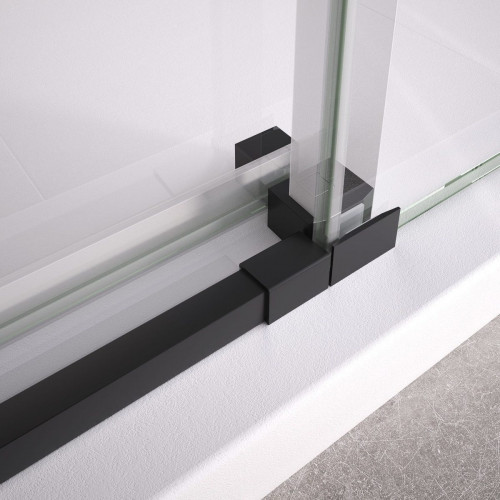 BELLOBATH - Mampara de Ducha Angular 2 puertas correderas + 2 fijos - Vidrio Templado - Negro Mate - Ancho adaptable 67-69 x 87-89 cm -Alto 195 cm