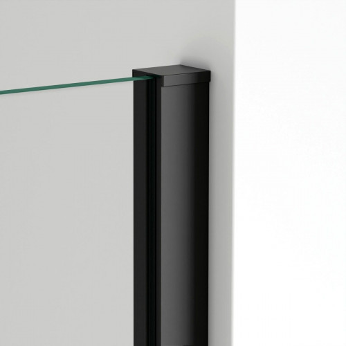 BELLOBATH - Mampara de ducha frontal panel fijo - Industrial - Perfilería Negra Mate - Ancho adaptable 88-90 cm - Alto 195 cm