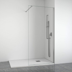 BELLOBATH - Mampara de ducha frontal panel fijo - Transparente - Perfilería Plata Brillo - Ancho adaptable 78-80 cm - Alto 195 cm