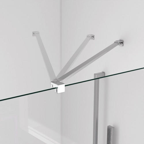 BELLOBATH - Mampara de ducha frontal panel fijo - Transparente - Perfilería Plata Brillo - Ancho adaptable 78-80 cm - Alto 195 cm