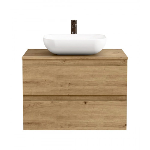 BELLOBATH - Mueble de baño suspendido con lavabo de cerámica, Mueble con 2 Cajones, 60 x 55 x 46 cm, Mueble roble
