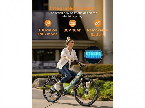 Bicicleta de ciudad - HILLMILES Milecity, Bicicleta eléctrica, 250 w, Blue