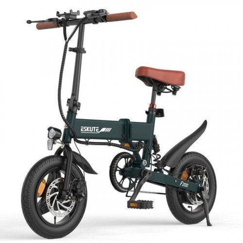 Bicicleta eléctrica Eskute F200 motor 250 W batería 36 V plegable verde