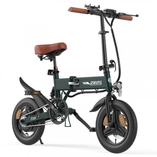 Bicicleta eléctrica Eskute F200 motor 250 W batería 36 V plegable verde