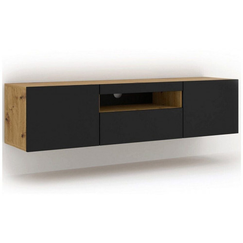 Bim Furniture Aura Mueble TV Bajo 150x42x37cm, Roble Artesanal/Negro Mate (Aura 150)