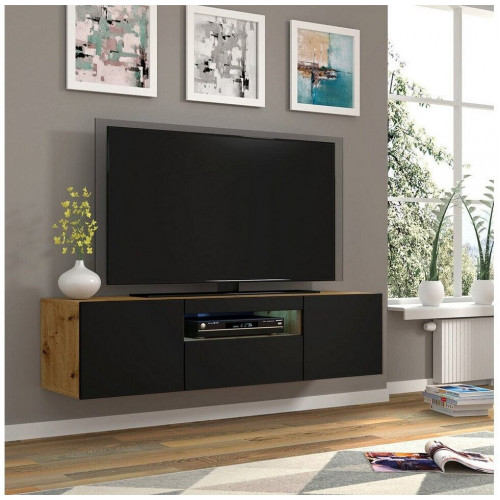 Bim Furniture Aura Mueble TV Bajo 150x42x37cm, Roble Artesanal/Negro Mate (Aura 150)