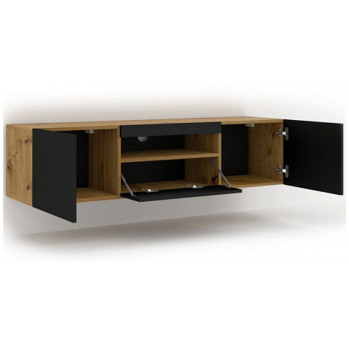 Bim Furniture Aura Mueble TV Bajo 150x42x37cm, Roble Artesanal/Negro Mate (Aura 150)