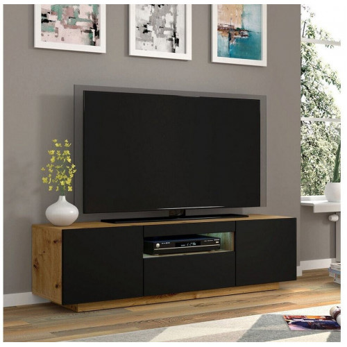 Bim Furniture Aura Mueble TV Bajo 150x42x37cm, Roble Artesanal/Negro Mate (Aura 150)
