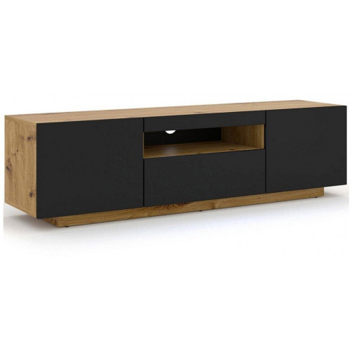 Bim Furniture Aura Mueble TV Bajo 150x42x37cm, Roble Artesanal/Negro Mate (Aura 150)