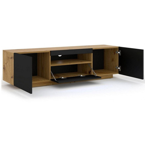 Bim Furniture Aura Mueble TV Bajo 150x42x37cm, Roble Artesanal/Negro Mate (Aura 150)