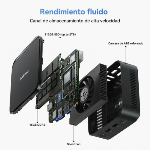 Blackview MP50 Mini PC AMD Ryzen 5 3500U 16GB DDR4 SSD 512GB Windows 11 Pro Negro