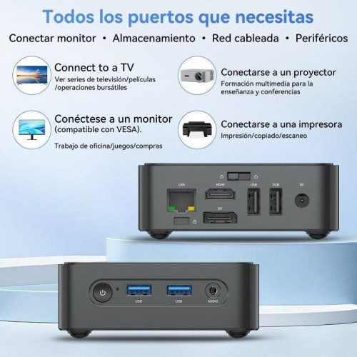 Blackview MP50 Mini PC AMD Ryzen 5 3500U 16GB DDR4 SSD 512GB Windows 11 Pro Plata