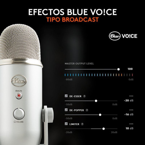 Blue Microphones Yeti Micrófono USB Plata para Grabación y Transmisión en PC