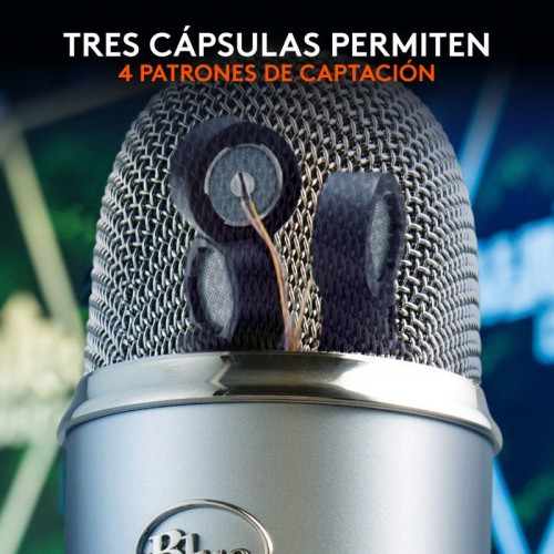 Blue Microphones Yeti Micrófono USB Plata para Grabación y Transmisión en PC