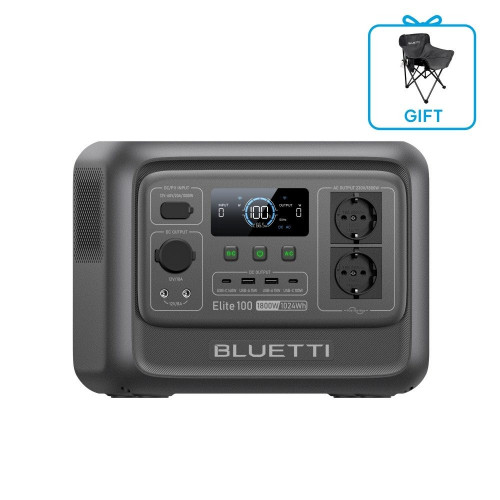 BLUETTI Elite 100 V2 Estación de Energía Portátil, Batería LiFePO4 1024Wh, Potencia CA 1800W, Sistema UPS para Respaldo Doméstico y Camping