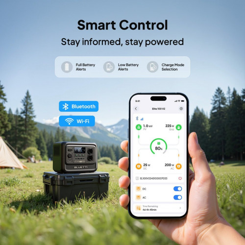 BLUETTI Elite 100 V2 Estación de Energía Portátil, Batería LiFePO4 1024Wh, Potencia CA 1800W, Sistema UPS para Respaldo Doméstico y Camping