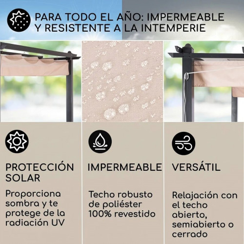 Blumfeldt Pantheon Pérgola Colgadizo Aluminio Toldo Poliéster