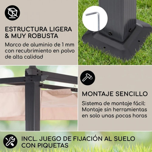 Blumfeldt Pantheon Pérgola Colgadizo Aluminio Toldo Poliéster