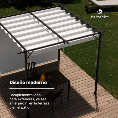Blumfeldt Pantheon Robust Pérgola Persianas laterales de acero con recubrimiento de polvo resistente a la intemperie