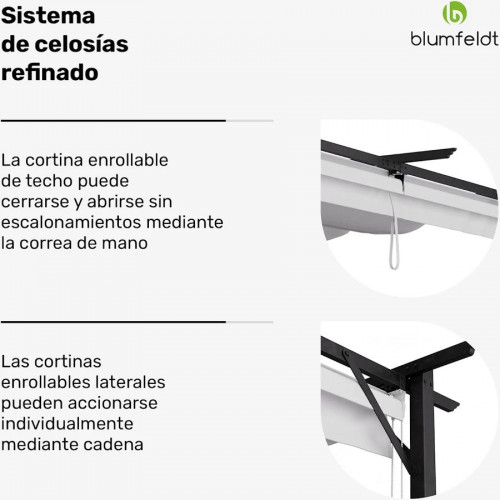 Blumfeldt Pantheon Robust Pérgola Persianas laterales de acero con recubrimiento de polvo resistente a la intemperie