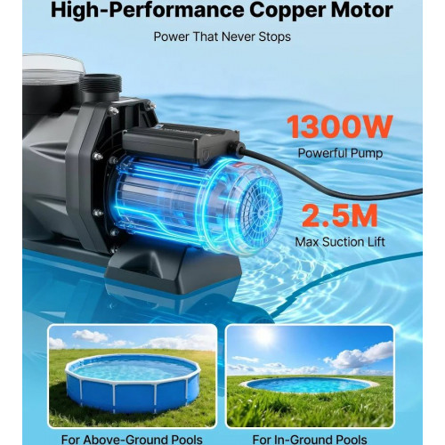 Bomba de filtro de Piscina Vevor de 1300 W