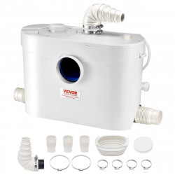 Bomba de Maceración VEVOR 900 W,Macerador Sanitario 4 Entradas de Agua,180 L/min,Altura de Descarga 12 m,Eliminación de Aguas Residuales para WC