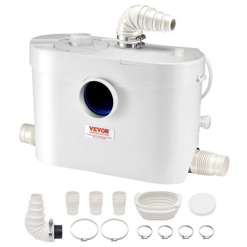 Bomba de Maceración VEVOR 900 W,Macerador Sanitario 4 Entradas de Agua,180 L/min,Altura de Descarga 12 m,Eliminación de Aguas Residuales para WC