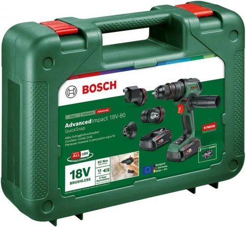 Bosch Taladro percutor inalámbrico AdvancedImpact 18V-80 QuickSnap 06039E2105