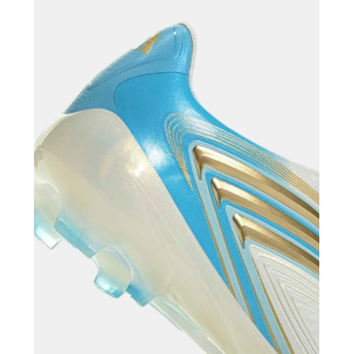 Botas de fútbol de tacos de niño F50 Messi Elite Fg J Adidas Blanco / Azul